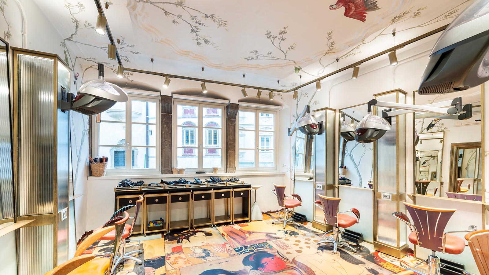 The Norma Hair Studio salon with a view of Piazza Erbe